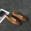 03-5 Manguiluo Primavera Nuevo Modelo en Stock Zapatos Pequeños Redondos de Cuero Genuino de Primera Capa Estilo Coreano para Mujer Sin Cordones