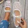 Sapatilhas de renda femininas para o trabalho, sapatos baixos de bico quadrado, de salto alto, doces, respiráveis, confortáveis, não cansativos para sair e para encontros