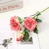 3 Rosas Artificiales con Bordes Quemados, Flores Falsas de Seda, Ramo de Boda, Flores para Decoración de Pasillo, Flores Artificiales para Fondo