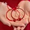 Pulseira de Contas da Sorte em Cinábrio para Benmingnian Feminino Corda Vermelha para Mão Masculina Pulseira Tecida à Mão com Contas Redondas de Areia Dourada Roxa para Casais
