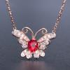 Nuevo temperamento de personalidad imitación gema corindón rojo collar colgante mariposa mujeres chapado oro rosa 18 joyería al por mayor