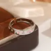 Anillo Abierto Ojo del Diablo Estilo Europeo y Americano, Esmalte Multicolor Incrustado con Diamantes, Joyería de Cobre Ajustable Versátil para Mujeres