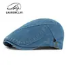 Gorra de Mezclilla Lavable para Hombres y Mujeres, Boina, Nuevo Estilo Primavera/Verano, Gorra de Visera Cosida Personalizada Estilo Étnico