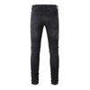 Comercio Exterior Transfronterizo Marca de Moda Jeans de Pierna Recta Ajustados Lavados Retro con Parches Rasgados Bordado de Letras Pantalones de Moda
