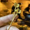 Horquilla de flor de aleación retro para el pelo diy horquilla de paso de ropa china antigua horquilla de balanceo electroforesis galvanoplastia horquilla de flor de doble cabeza venta al por mayor