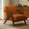 Cadeira Sofá de Madeira Maciça Estilo Nórdico Sala de Estar Estilo Meio do Século Cadeira Individual Confortável Varanda de Casa Richard Cadeira com Encosto de Lazer