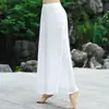 Calças de gaze para dança clássica calças culotte brancas roupas de prática de camada dupla calças de chiffon calças elegantes de dança dança chinesa perna larga mulheres