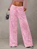 Nuevos pantalones de moda versátiles con cordón, adelgazantes, elásticos, rectos, de pierna ancha, con lentejuelas, estilo europeo y americano, ropa para mujer para comercio exterior