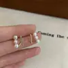 Pendientes de doble fila de perlas pequeñas, retro, sencillos, exquisitos, para mujer, con temperamento, dulces, de alta gama, de moda, versátiles, pendientes, pendientes