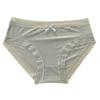 "Chica Crema" [Pantalones Máscara] Verano Secado Rápido Ropa Interior de Seda de Hielo para Mujer Calzones de Encaje de Cintura Media