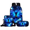Mochila Estampado Creativo para Estudiante Set de Tres Piezas Serie Mariposa 3D Mochila Combinada de Gran Capacidad para Computadora para Hombre y Mujer