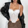 Camisola de Renda Vazada para Comércio Exterior Transfronteiriço com Lindo Design nas Costas, Camisola Sexy, Outerwear Justo Puro Desejo Sutiã de Baleia