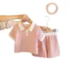 Conjunto de polos para niñas, nuevo estilo de verano, atuendo elegante y dulce de dos piezas para bebés, dulce moda de verano