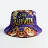 Sombrero de Cubo Europeo y Americano para Adultos Hombres Halloween Estampado de Calabaza Sombrero de Pescador Mujeres Versátil Sombrero de Doble Cara Sombrero para el Sol para Exteriores