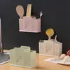 Jaula para palillos de pared para el hogar, sin perforaciones, con tres compartimentos, para escurrir vajilla de cocina, para guardar cucharas de sopa, jaula para palillos de dos compartimentos
