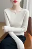 Suéter de punto sin costuras de cuello redondo, corte holgado, listo para usar, directo de un fabricante elegante, cómodo y entallado, gris premium para mujer