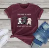 Nueva camiseta linda con estampado de tres perros, manga corta de verano para hombres y mujeres, generación, cuello redondo