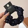 Goma para el pelo scrunchie de mezclilla estilo coreano, casual, con forma de corazón y lunares, para coleta y moño, de alta gama, para mujer