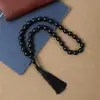 12-14mm 33 Cuentas Pulsera Árabe de Cuentas de Oración Transfronteriza Pulsera de Cuentas de Color Sólido con Borla Fábrica de Cuentas de Oración