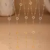 Xinyixinxin Acero Inoxidable Zircón 5A Flor de Cuatro Hojas Frijol Dorado Pequeño Borla Larga Clavícula Collar Apilado de Doble Capa No se Desvanece