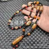 Colar de Ágata Dzi Jade Preto e Branco Ágata Vermelha Nove Olhos Três Olhos Seis Olhos Dente de Tigre Dzi Corrente de Suéter Corrente de Contas de Jade
