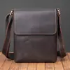 Venta al por mayor transfronteriza de bolsos de hombro casuales nuevos para hombre, bolsos cruzados de cuero Crazy Horse, bolsos hechos a mano de cuero genuino, bolsos sencillos para iPad