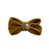 Grampo de Cabelo Veludo Retro Laço Strass Pérola Exquisito Diamante Presilha para Franja Lado da Testa Feminina Grampo Bico de Pato