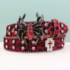 Cinto de Couro Feminino Transfronteiriço com Fivela de Pino, Fivela de Aranha com Strass, Cinto Embutido, Cinto para Calças Femininas, Em Estoque, Estilo Europeu e Americano, Punk