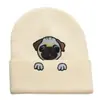 Chapéu de Tricô Bordado com Cabeça de Cachorro Transfronteiriço, Chapéu de Lã Tendência Personalizado para Casal, Chapéu Preto Quente de Animal para Homens e Mulheres