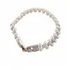 Pulsera de perlas con cierre de zirconita chapado en oro real de 14 quilates, pulsera de muñeca de lujo discreto de nicho, joyería personalizada y elegante al por mayor
