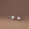 Brincos de diamante único em forma de estrela de prata esterlina S925, brincos de amantes masculinos e femininos, brincos de nicho de vento frio, atacado de fábrica