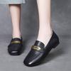 Jishu 2025 Primavera y Verano Zapatos de Cuero de Vaca de Estilo Británico con Capa Superior Mocasines de Suela Blanda de Tacón Bajo Retro Francés de Moda