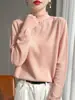 26 Nuevos Conjuntos de Moda Otoño e Invierno, Camiseta Interior de Encaje de Manga Larga con Cuello Semi-Alto Tejido para Mujer, Suéter Holgado Adelgazante