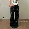 Jeans Denim Europeu e Americano Transfronteiriço y2k Design com Fivela de Metal Street Retro Calças de Perna Reta Perna Larga Calças Longas Soltas