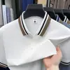 Camisa Polo Jacquard de Algodão Colorido Verão 200g Manga Curta Masculina Toque de Luxo Gola Polo Camiseta Masculina Casual de Negócios Atacado Masculino