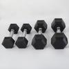 Mancuernas hexagonales de goma fijas para gimnasios masculinos de uso común en el hogar, se pueden hacer flexiones de fábrica.
