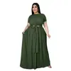 AP7025 Moda Europeia e Americana Plus Size Roupas Femininas Amazon Transfronteiriço Cor Sólida Alça Cruzada Saia de Barra Larga Conjunto de Duas Peças