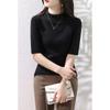 Suéter de Otoño de Media Manga Nuevo Estilo Estilo Occidental Sencillo Manga Media Combinable Cuello Medio Alto Top Suéter Base Ropa de Mujer