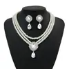 Collar y Pendientes de Perla Brillante Super Brillante Estilo Francés para Mujer, Set de Joyería para Boda, Cadena, Estilo de Moda