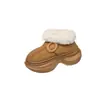 Sapatos de algodão com salto e antiderrapantes para mulheres, sapatos de pelo com abertura no tornozelo quentinha, sapatos de confinamento, para usar em casa, sola grossa, forrados com fleece, para pessoas baixinhas, pelúcia, inverno