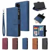 Capa de telefone para iPhone 11 Pro Max Note10 Vintage fosco multi-cartão zíper carteira capa de couro