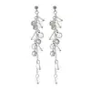 Pendientes Largos de Borla con Perla y Circonita de Aguja de Plata S925, Lujo Ligero, Moda de Nicho, Temperamento Dulce de Alta Gama para Mujer