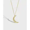 381 Estilo Coreano Ins Nicho Simple Luna S925 Plata Esterlina Collar para Mujer Collar para Clavícula