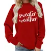 Clima de Suéter Estampado Gola Redonda Tops Femininos Moletom Fornecimento para Exportação Outono e Inverno Solto e Versátil Amazon
