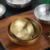 Tigela pequena de aço inoxidável 304 estilo coreano Coreia do Sul dourada camada única tigela de cozimento tigela de kimchi comercial prato de molho de imersão tigela de arroz