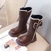 Botas para niña con forro de felpa, nuevas botas Martin infantiles de invierno 2026, botas altas estilo princesa, botas altas para niñas pequeñas para otoño e invierno
