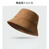 Sombrero de Pescador de Gamuza de Alta Gama para Otoño e Invierno, Moderno y Casual, Favorecedor, Cubre Rostro Liso, Sombrero de Cubo Artístico Retro