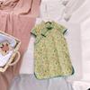 Vestido Mejorado Cheongsam Estilo Algodón y Lino para Niñas Verano 2025 Nuevo Vestido de Algodón Estilo Chino Traje Tang de Bebé sin Mangas