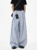 Pantalones casuales de moda a cuadros con bloques de color para hombre, pantalones anchos plisados de verano de estilo urbano, pantalones deportivos retro de longitud completa