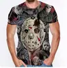 Película de Terror Asesino Jason Voorhees Deportivo Casual Gráfico Impreso en 3D Cuello Redondo Camiseta de Manga Corta para Hombre